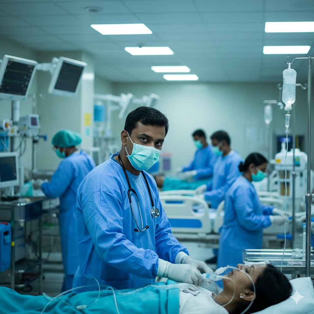 Emergency medical care team in action