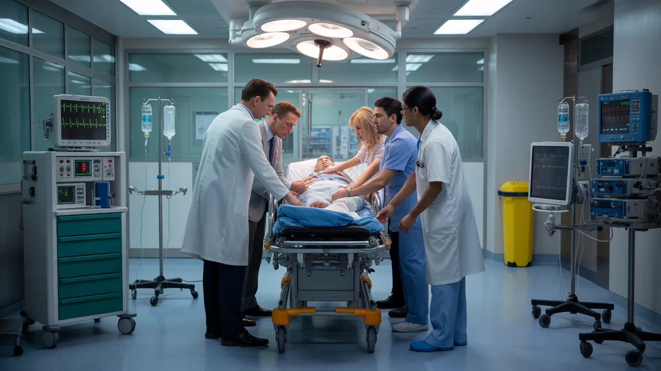 Emergency medicine doctors attending urgent cases
